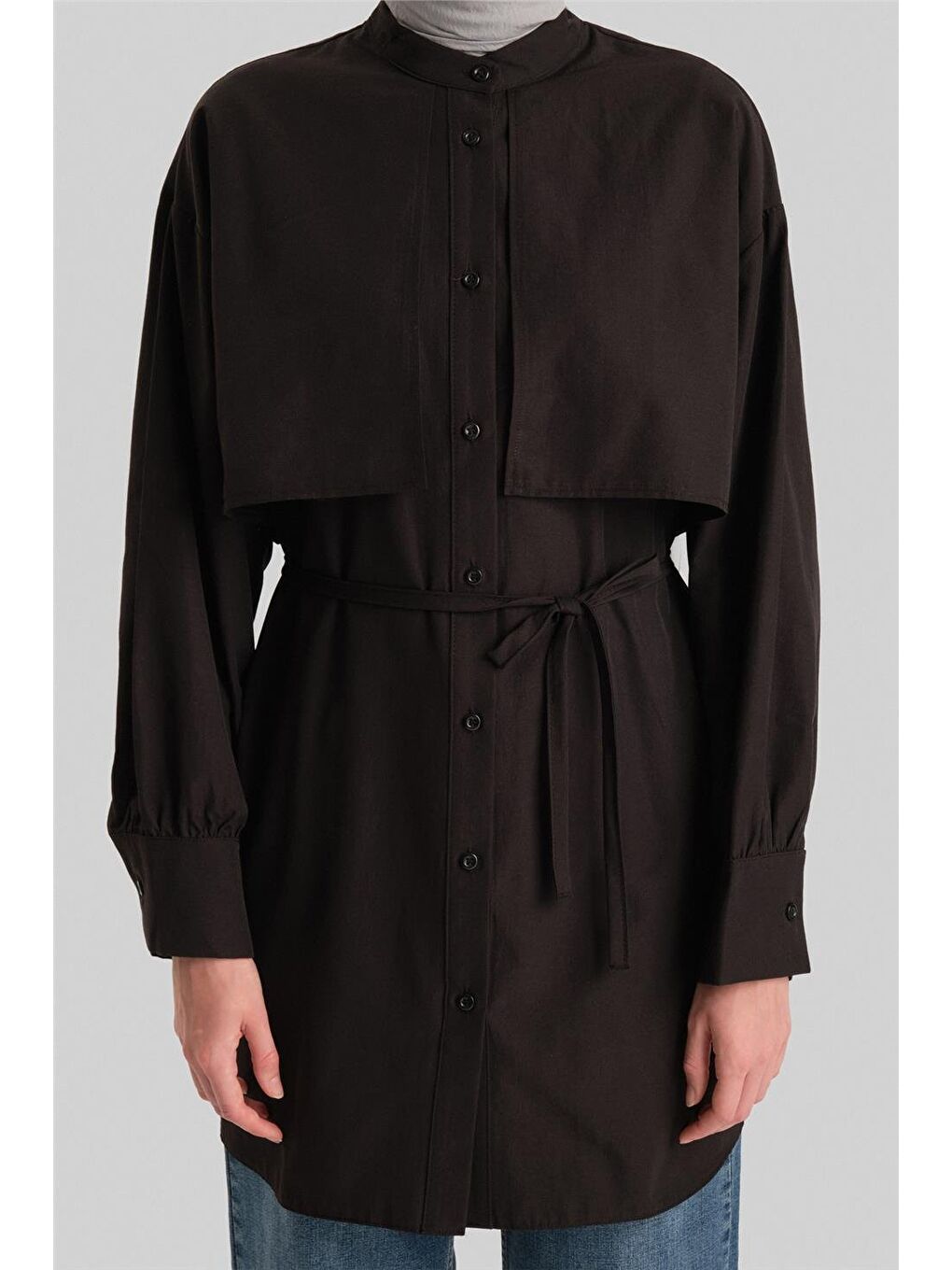 Rüzgarlıklı Coton Gömlek Ort3442 Siyah-4