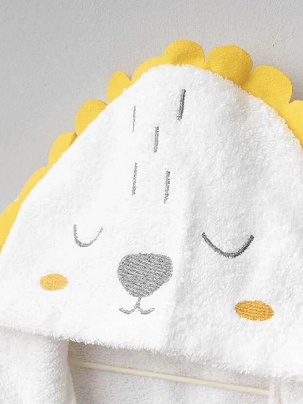 Sarı Unisex Hayvan Figürlü Bebek Bornoz Havlu Seti Yenidoğan Hediyelik Kutulu 0-24ay Pamuklu 3lü Takım-3