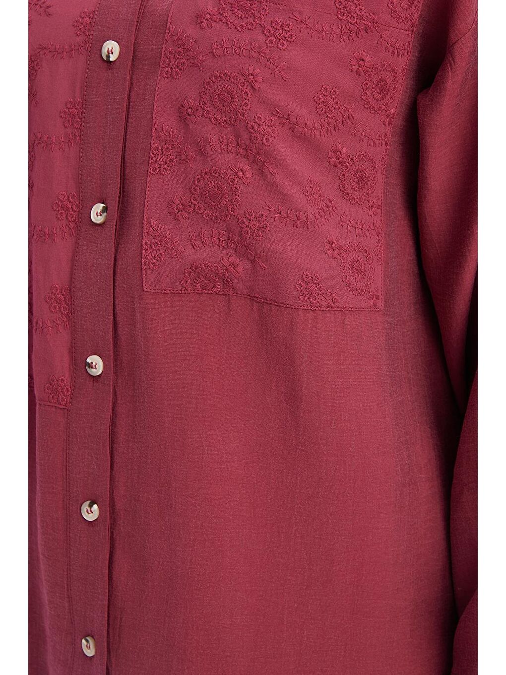 Kırmızı Vişne-Fisto Detaylı Büyük Cepli Gömlek-4