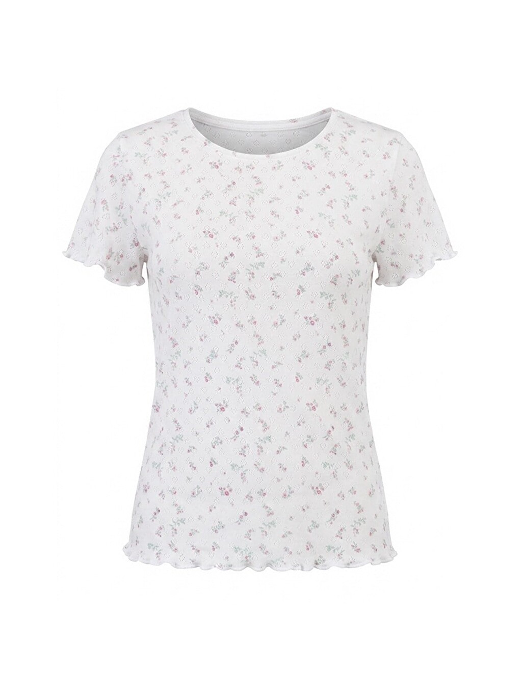 Beyaz Kadın Giyim Elastanlı Kumaş Kısa Kollu Tshirt Bb2762