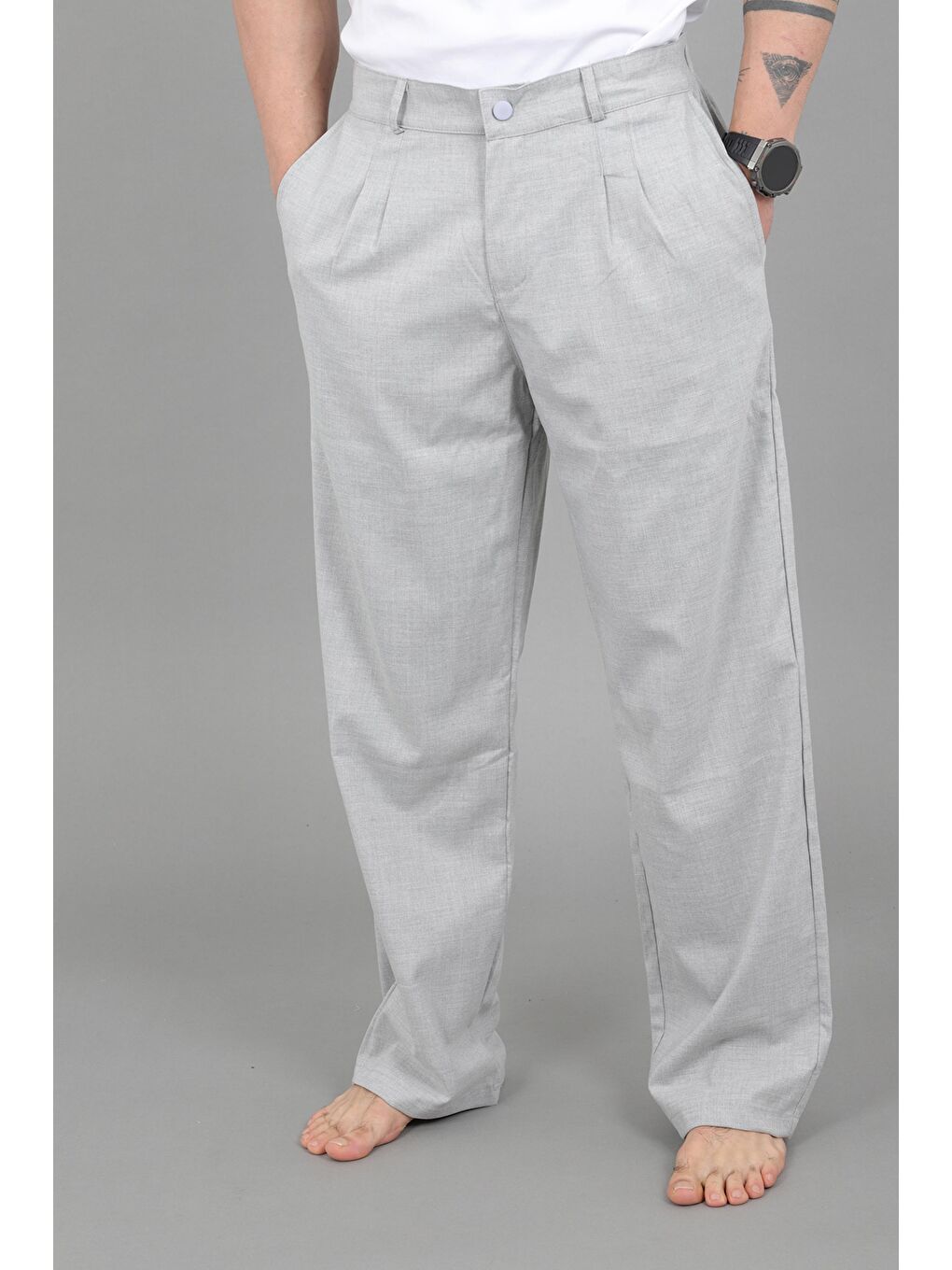 Gri Baggy Kumaş Pantolon MM 603_0441-2