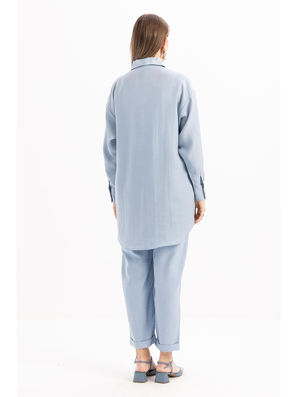 Kahverengi Mavi-Fisto Detaylı Büyük Cepli Gömlek-3