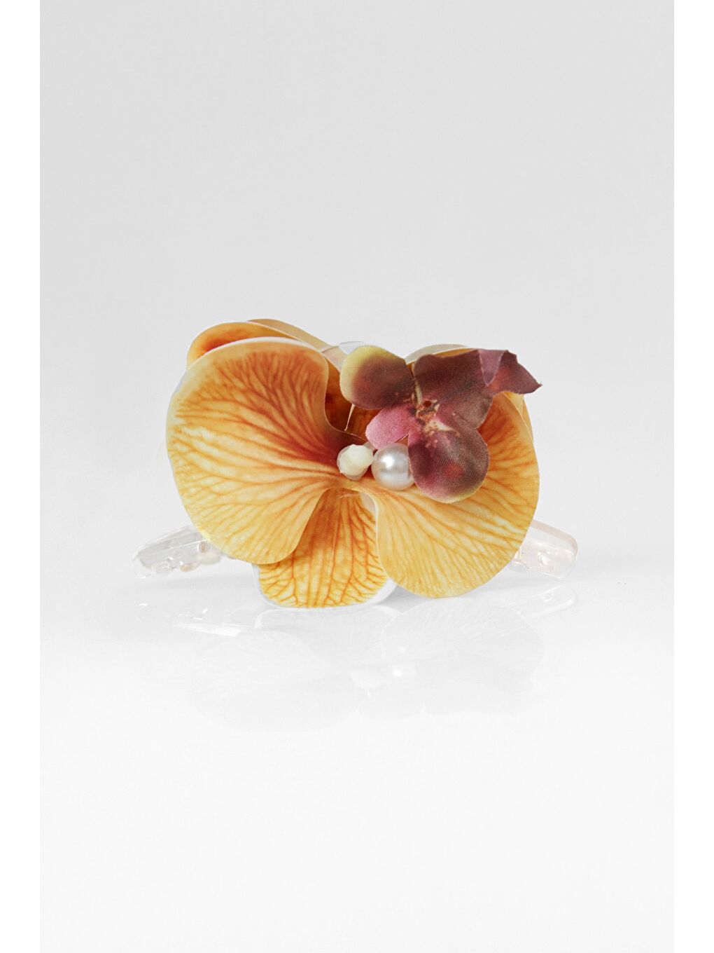 Turuncu Orkide Çiçeği Mandal Toka