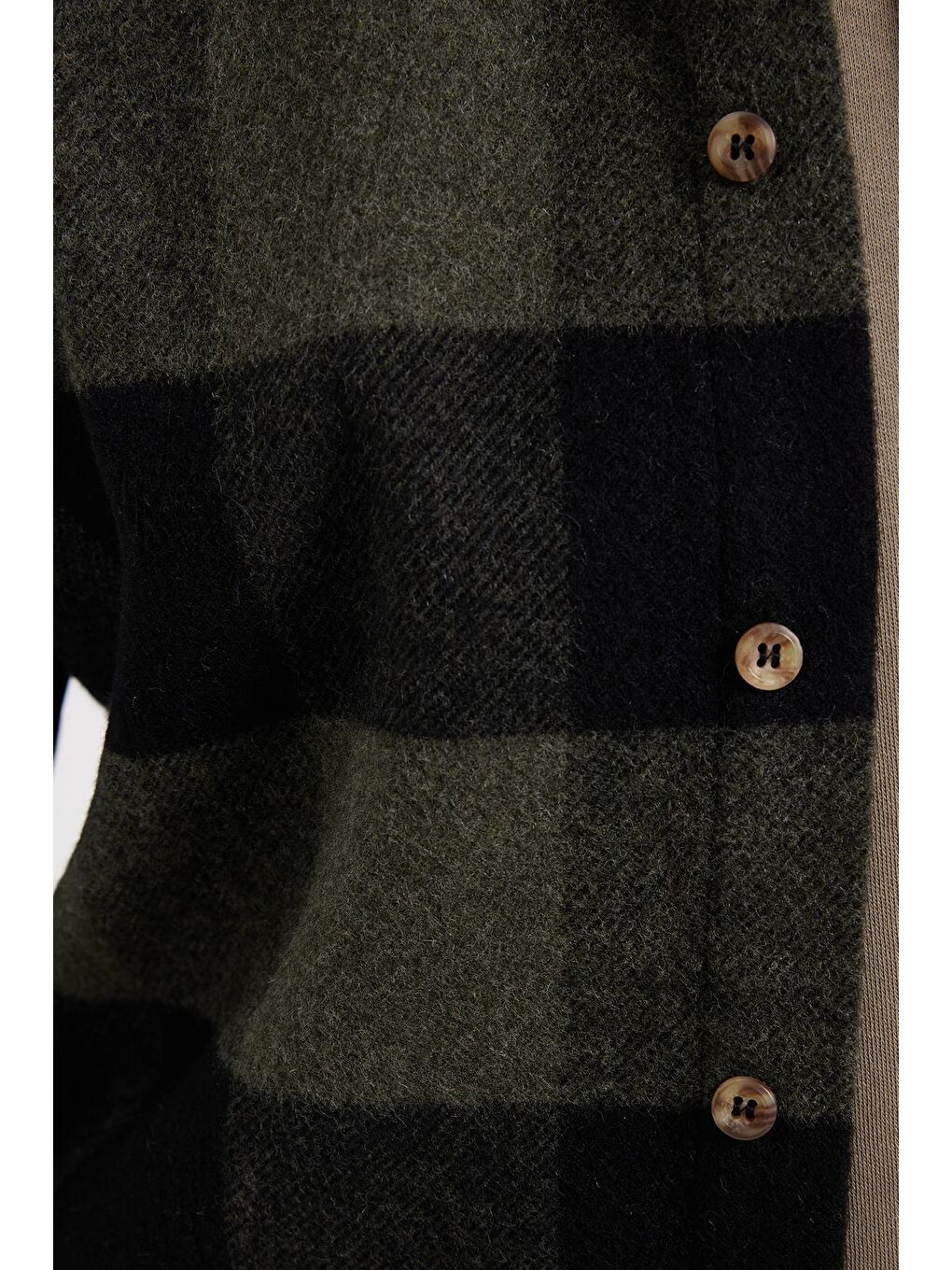 Haki Erkek Slim Fit Dar Kesim Kareli Kışlık Oduncu Gömlek-4