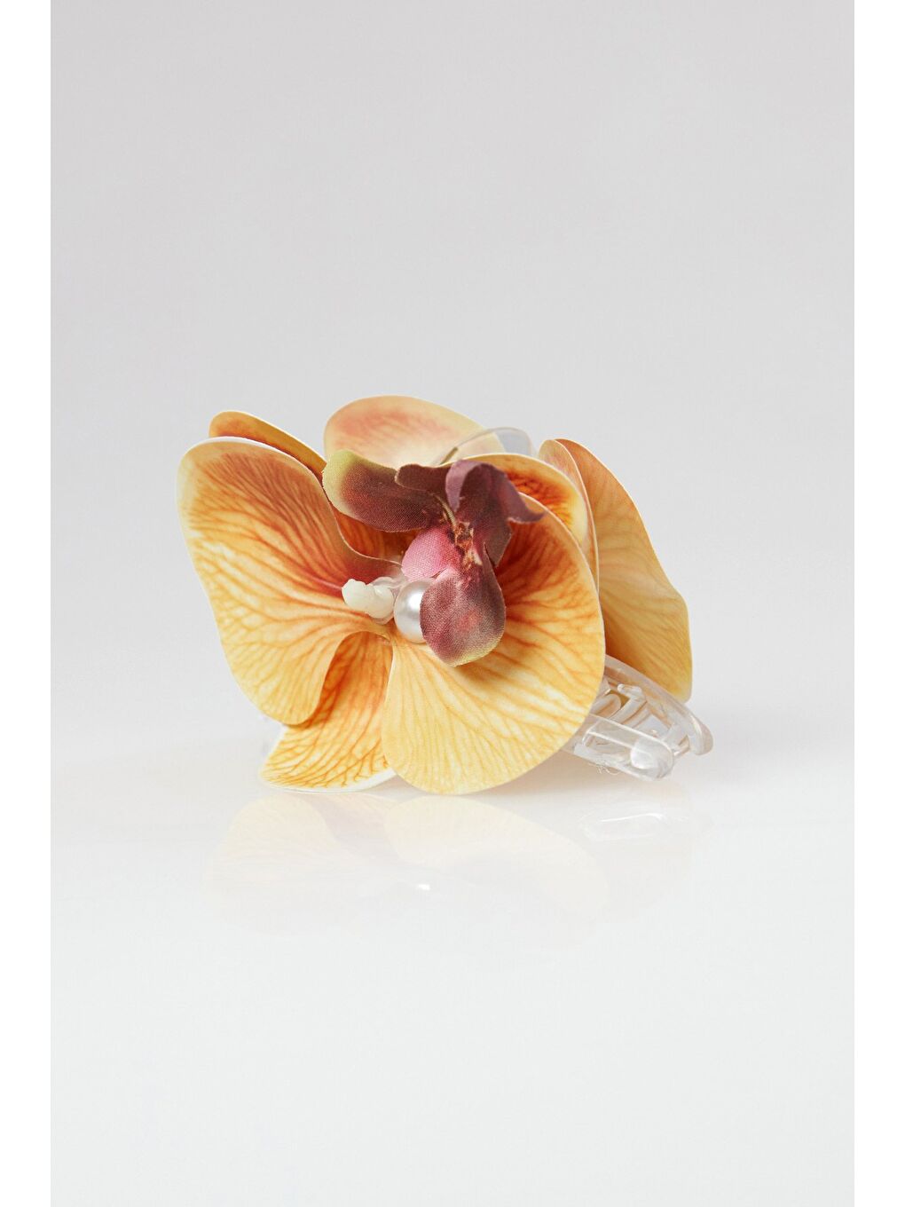 Turuncu Orkide Çiçeği Mandal Toka-1