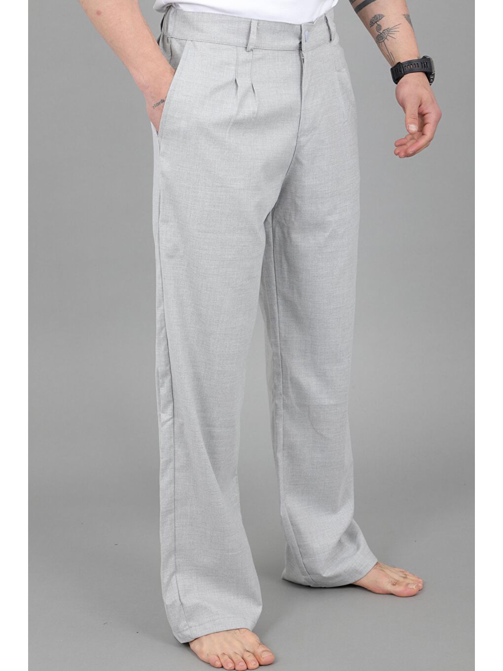 Gri Baggy Kumaş Pantolon MM 603_0441-3