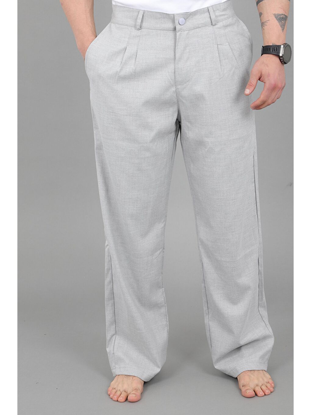 Gri Baggy Kumaş Pantolon MM 603_0441-4