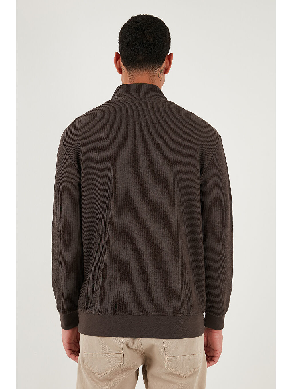 Ekru Pamuklu Regular Fit Yarım Fermuarlı Dik Yaka 2'li Paket Sweat 5905716S2-3