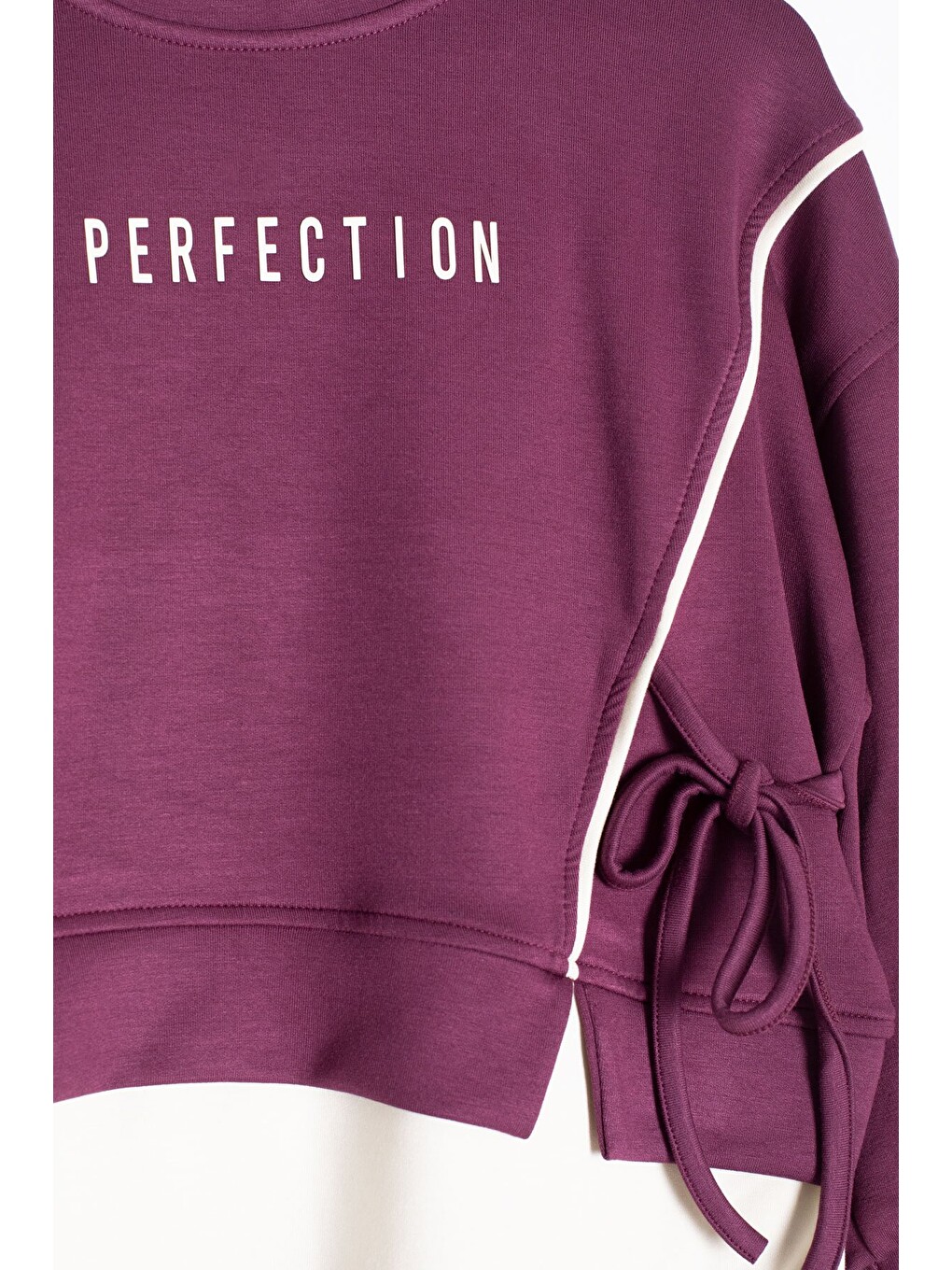 Bordo Kız Çocuk Garnili Sweatshirt Lastikli Paça Eşofmanlı 2li Alt Üst Takım 24768-4