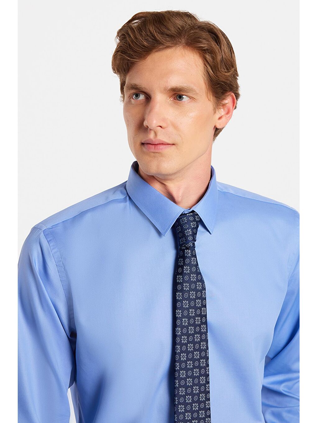 Erkek Slim Fit Non-Iron Pamuklu Doğa Dostu Ekoteks Belgeli Ütü Gerektirmez Mavi Gömlek-1