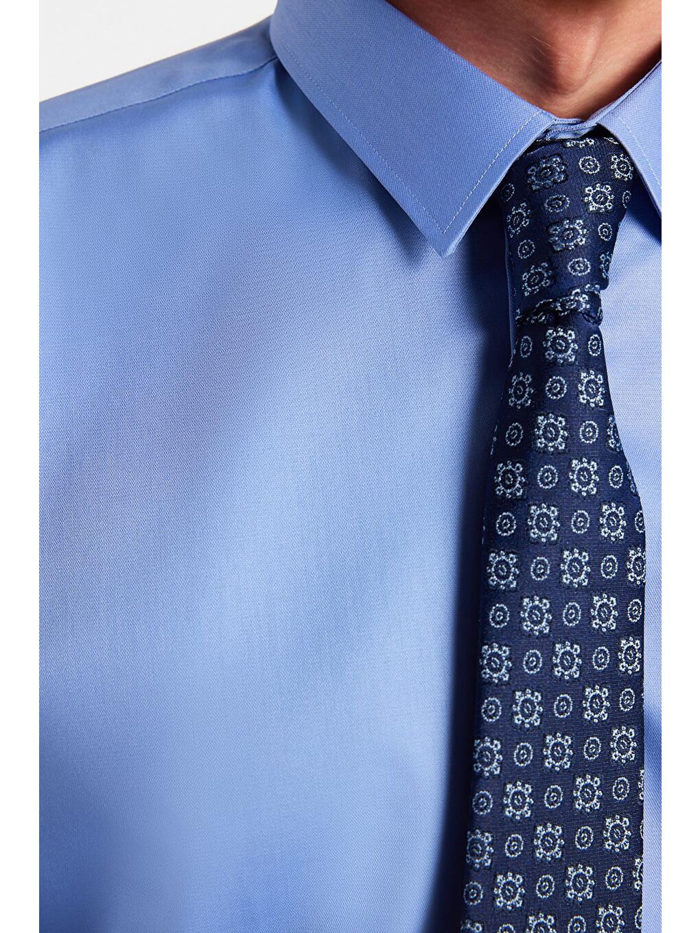 Erkek Slim Fit Non-Iron Pamuklu Doğa Dostu Ekoteks Belgeli Ütü Gerektirmez Mavi Gömlek-2