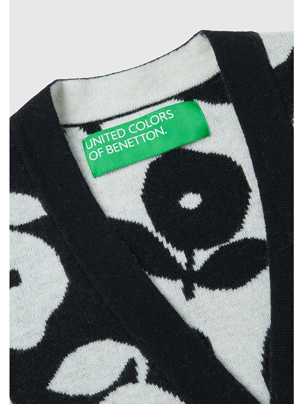 Kadın Siyah Yün Karışımlı Çiçek Desenli Hırka-4