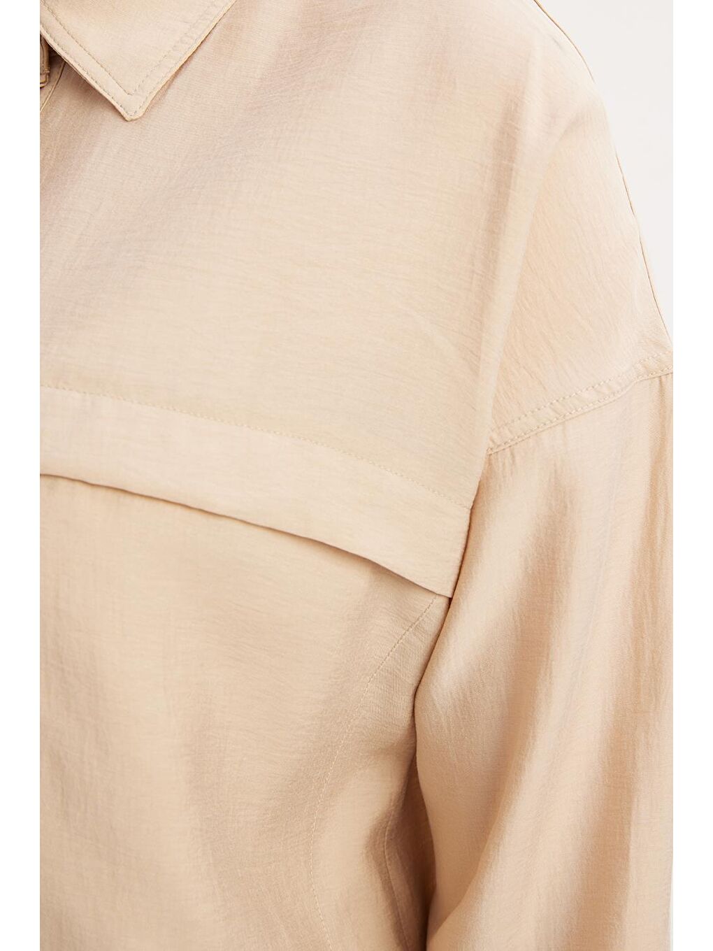 Bej-Cepli Gizli Patlı Gömlek Tunik-3