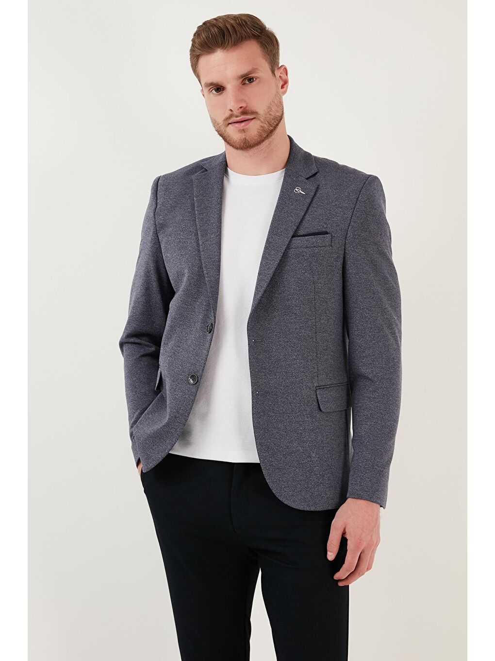 Lacivert Slim Fit 6 Drop Çift Yırtmaçlı Blazer Ceket SAVUE-1