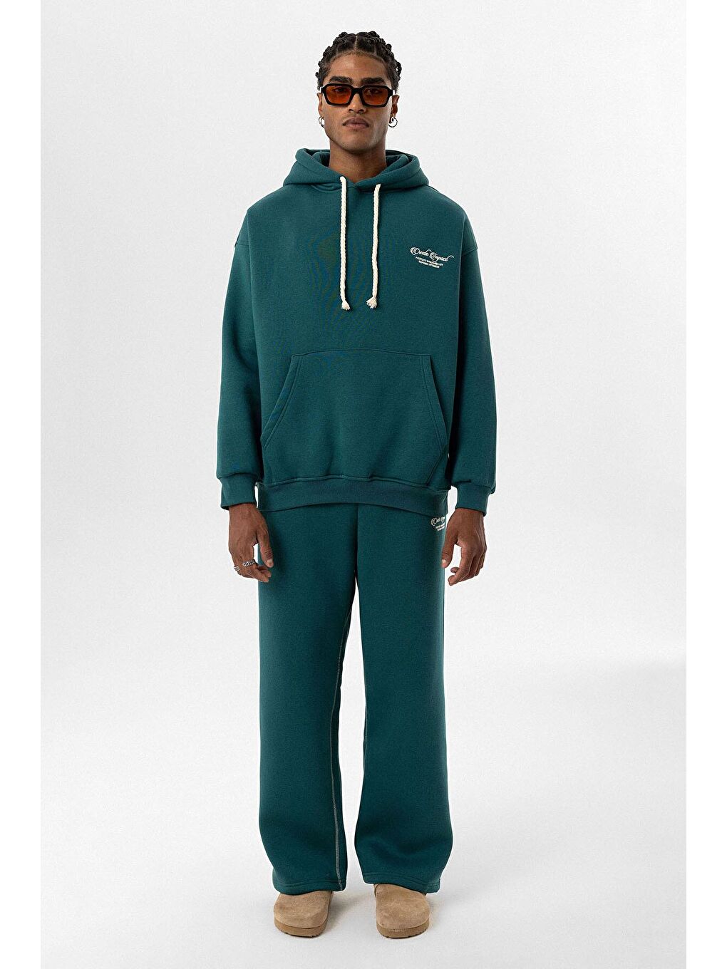 Baskılı Oversize Eşofman Takım Petrol