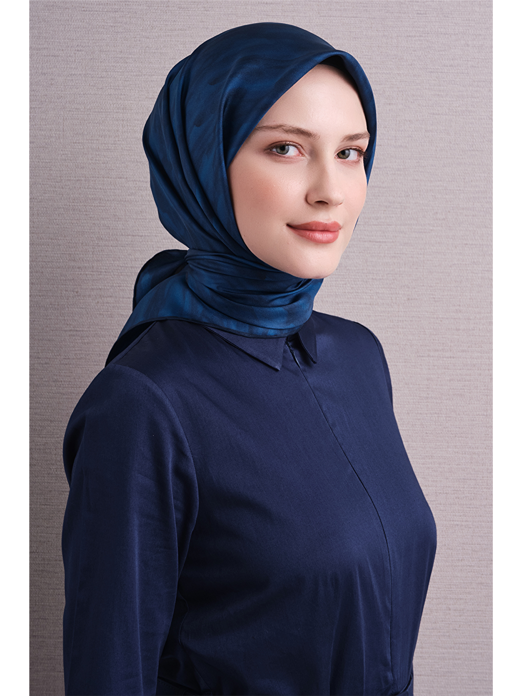 Lacivert Saf İpek Twill Eşarp 9630d 83-3