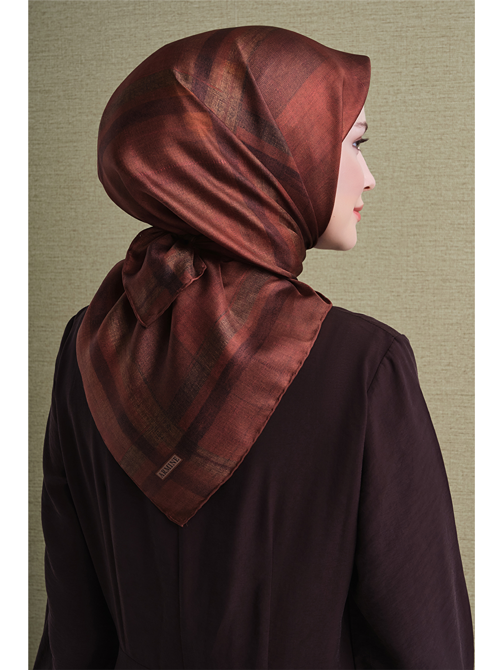 Kahverengi Saf İpek Twill Eşarp 9618d 02-3