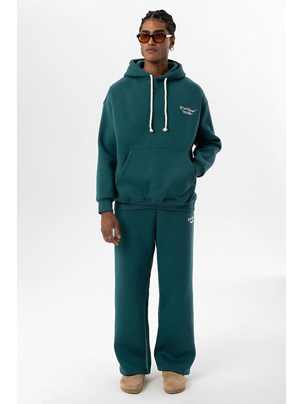 Baskılı Oversize Eşofman Takım Petrol-4