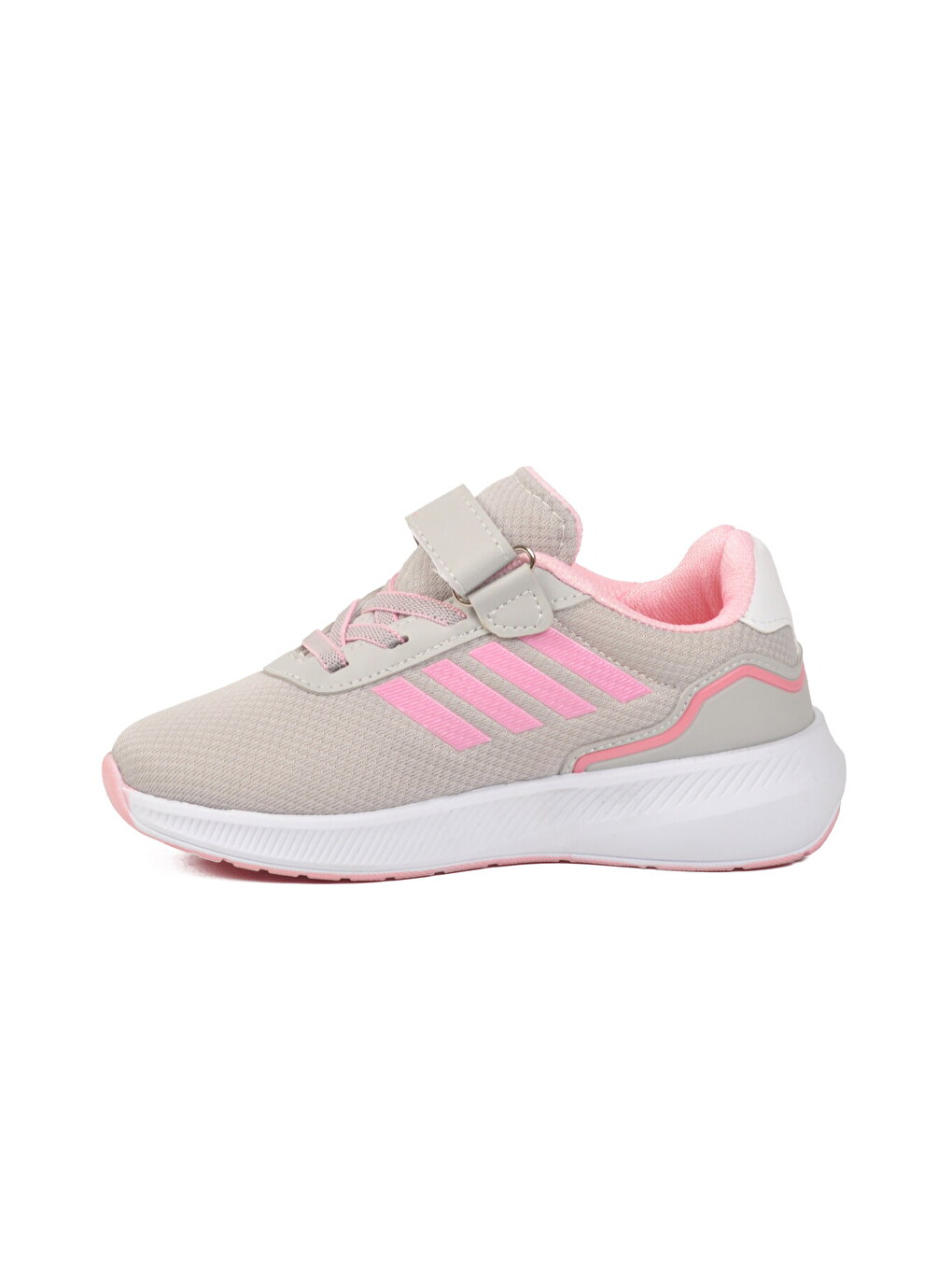 Gri Buz-Pembe Cırtlı Fileli Hafif Kız Çocuk Spor Ayakkabı 755 F-3