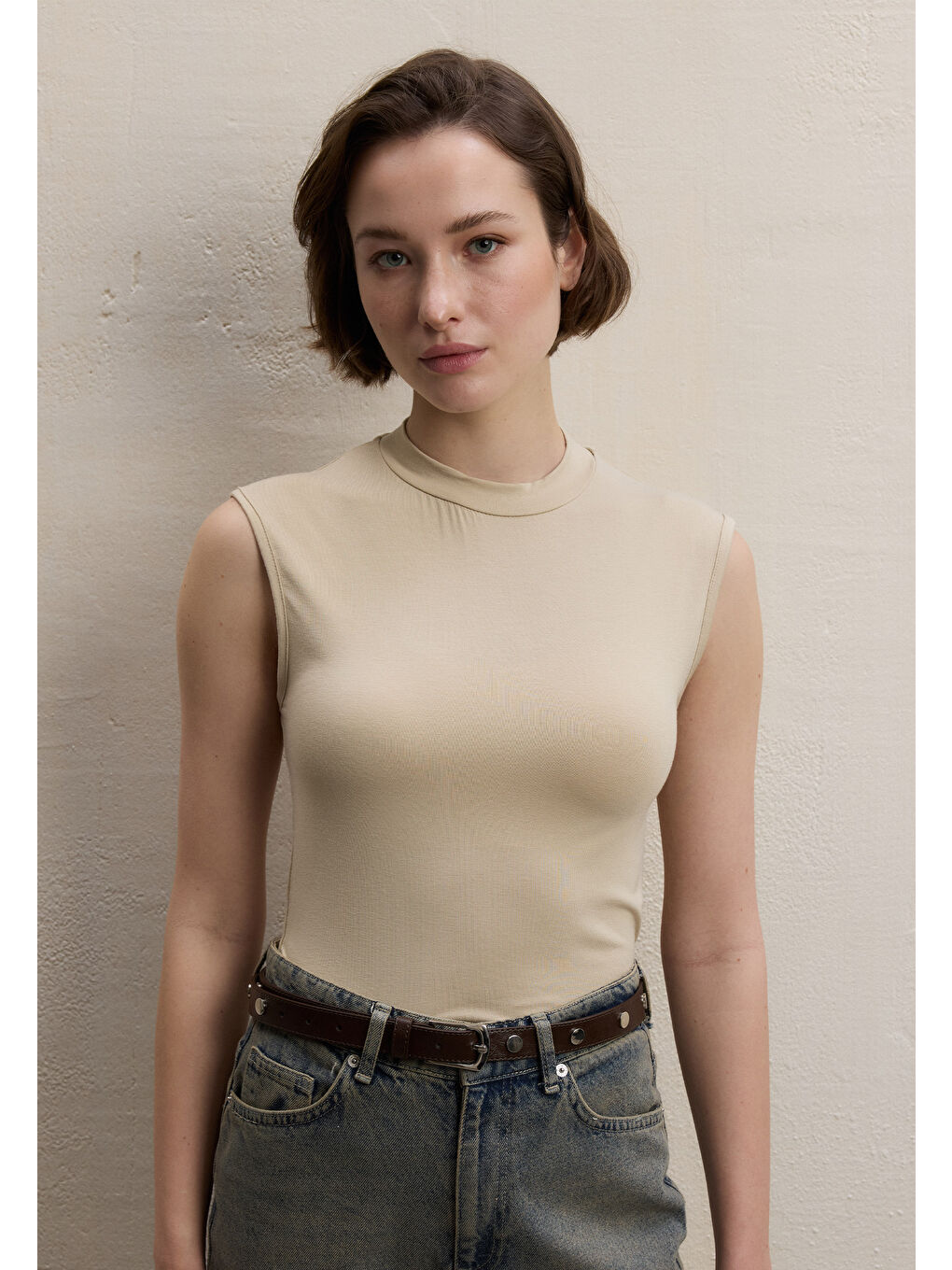 Bej SIFIR KOL BAMBU BODY BEJ-3