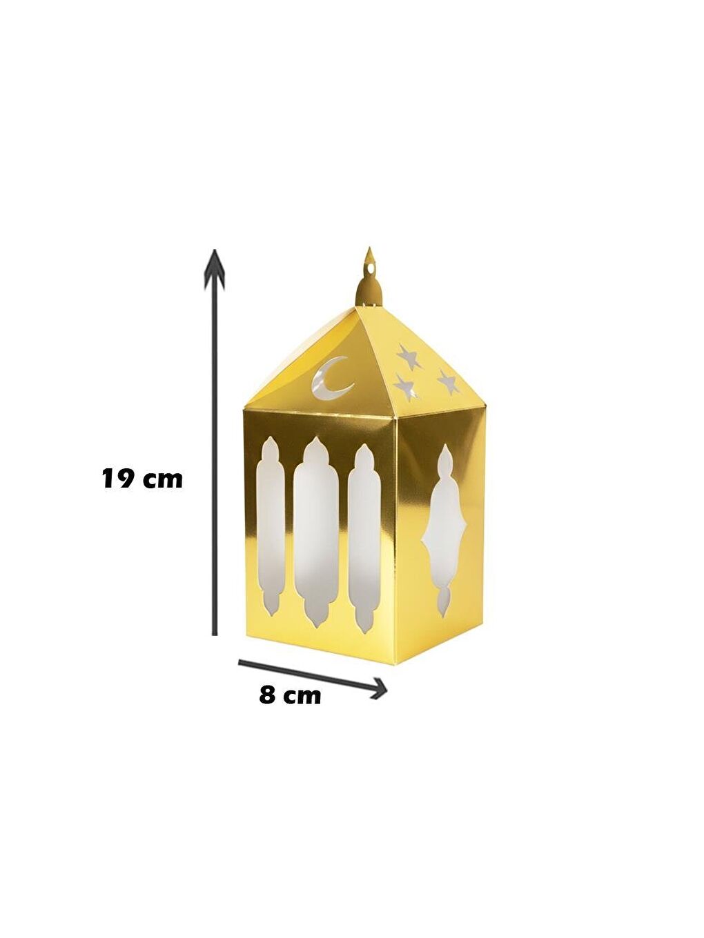 Sarı Ramazan Ayı Temalı Kağıt Masa Üstü Dekor Süs Altın 5'li-1