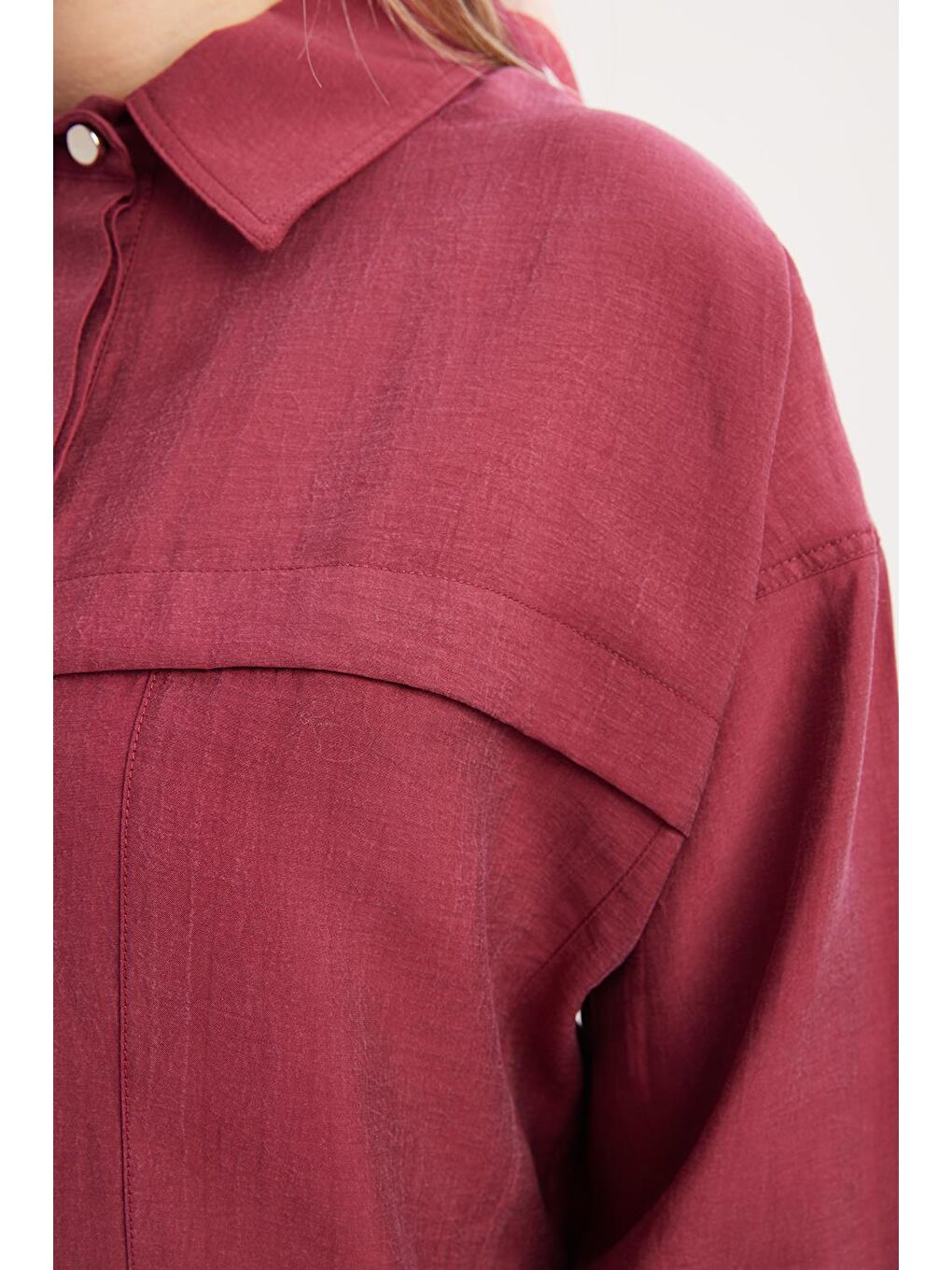 Kırmızı Vişne-Cepli Gizli Patlı Gömlek Tunik-3