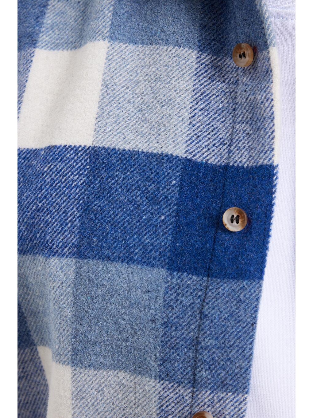 Mavi Erkek Slim Fit Dar Kesim Kareli Kışlık Oduncu Gömlek-4