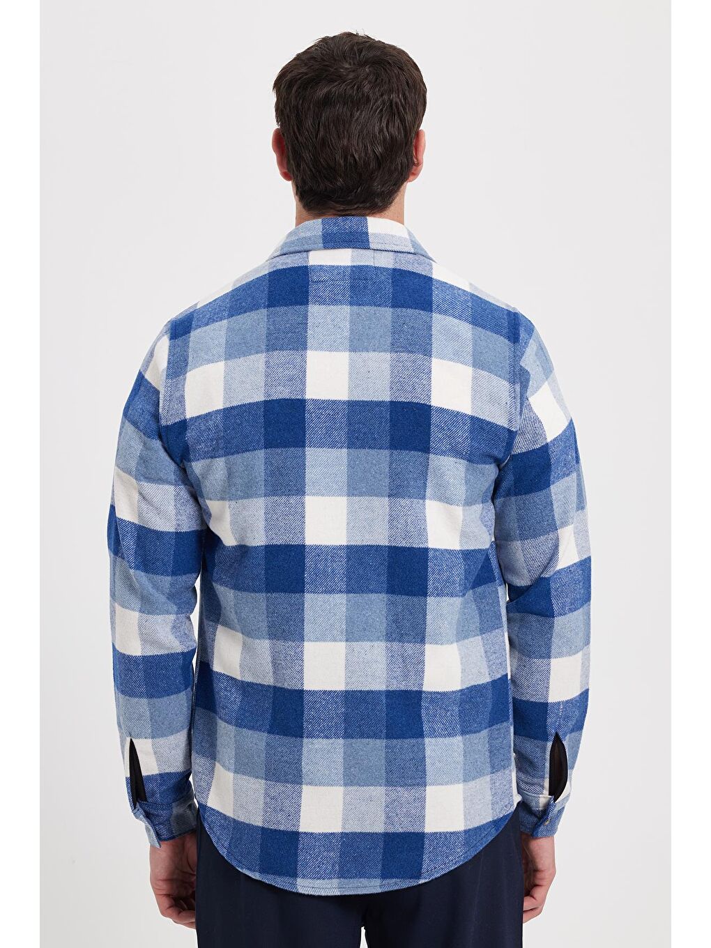 Mavi Erkek Slim Fit Dar Kesim Kareli Kışlık Oduncu Gömlek-5