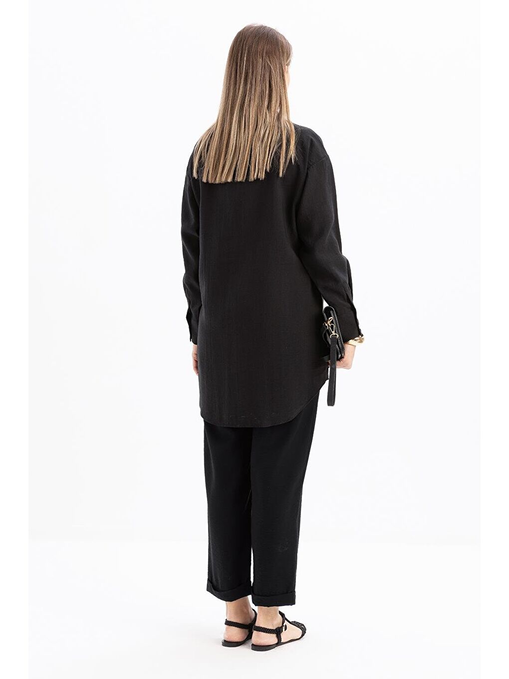 Siyah-Fisto Detaylı Büyük Cepli Gömlek-3