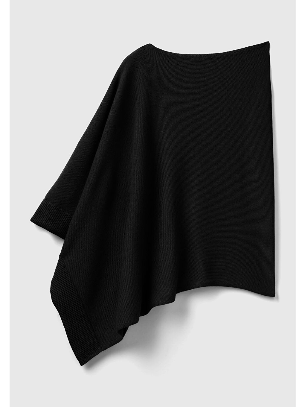 Kadın Siyah Kaşmir Karışımlı Panço-3