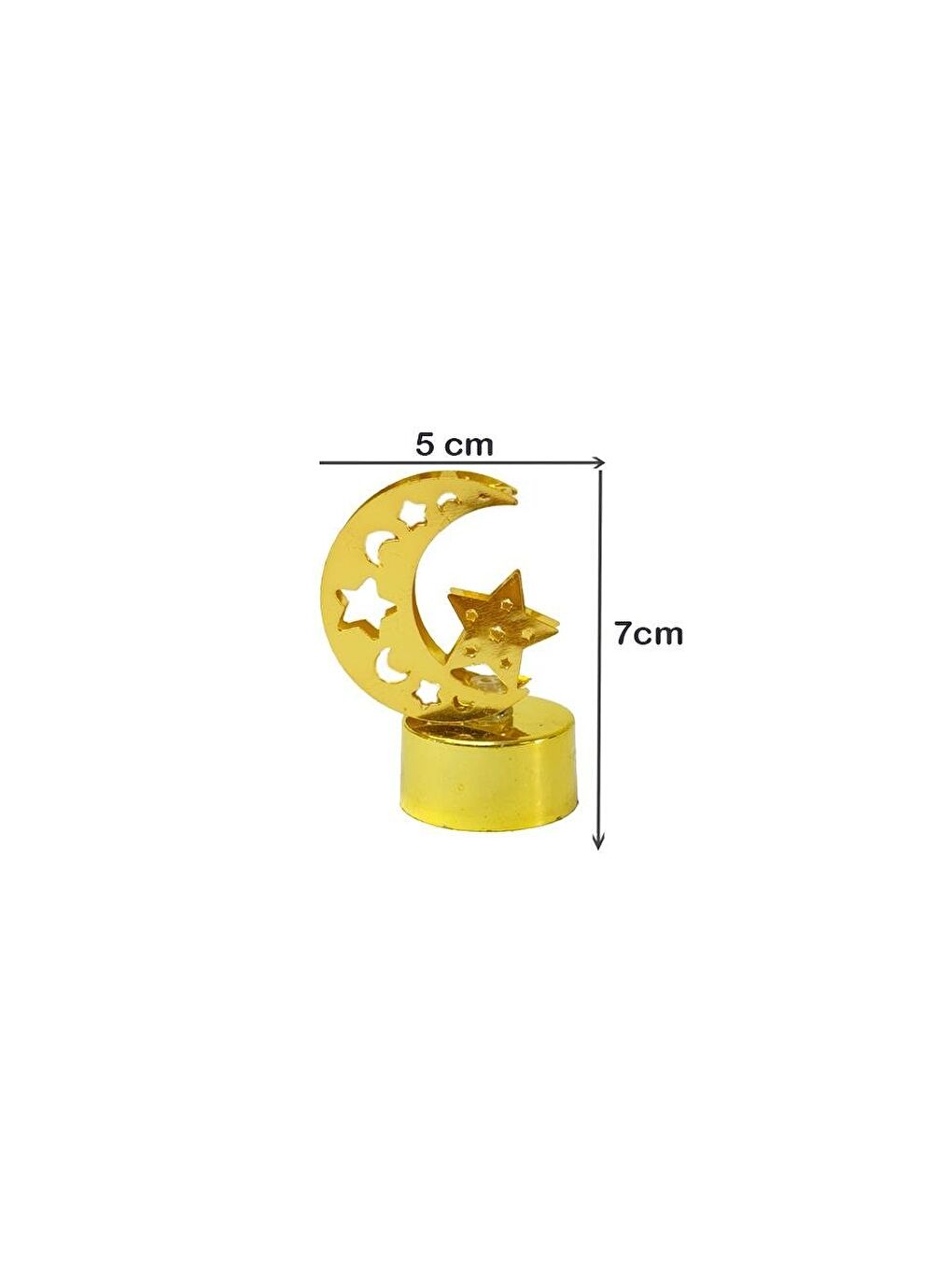 Sarı Ramazan Temalı Mini Led Mum Ay Yıldız Masaüstü Dekoru Gold 7 cm-1