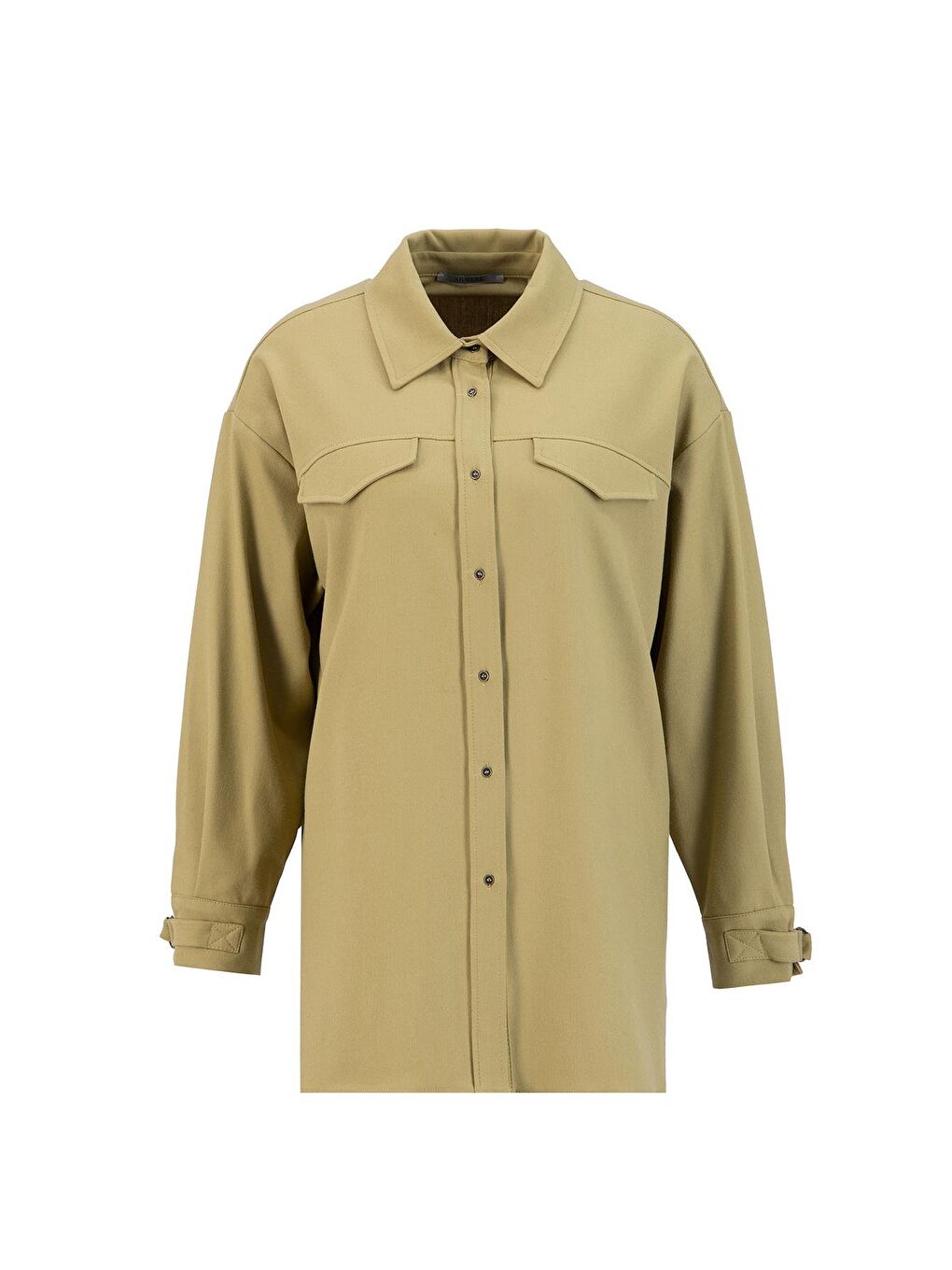 Yeşil Manşeti Kemer Detaylı Gömlek 24K3606 Zeytin-4