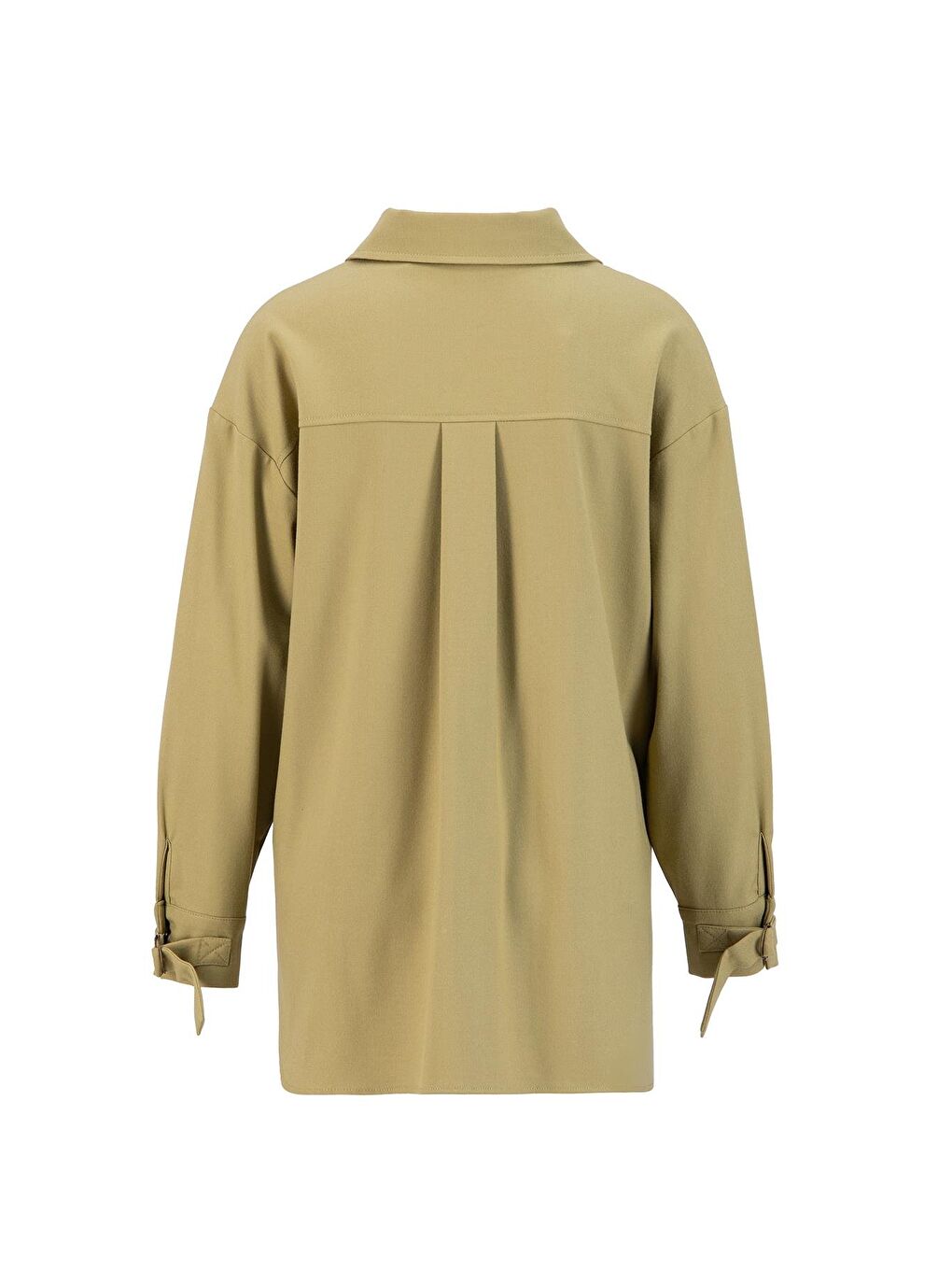 Yeşil Manşeti Kemer Detaylı Gömlek 24K3606 Zeytin-5