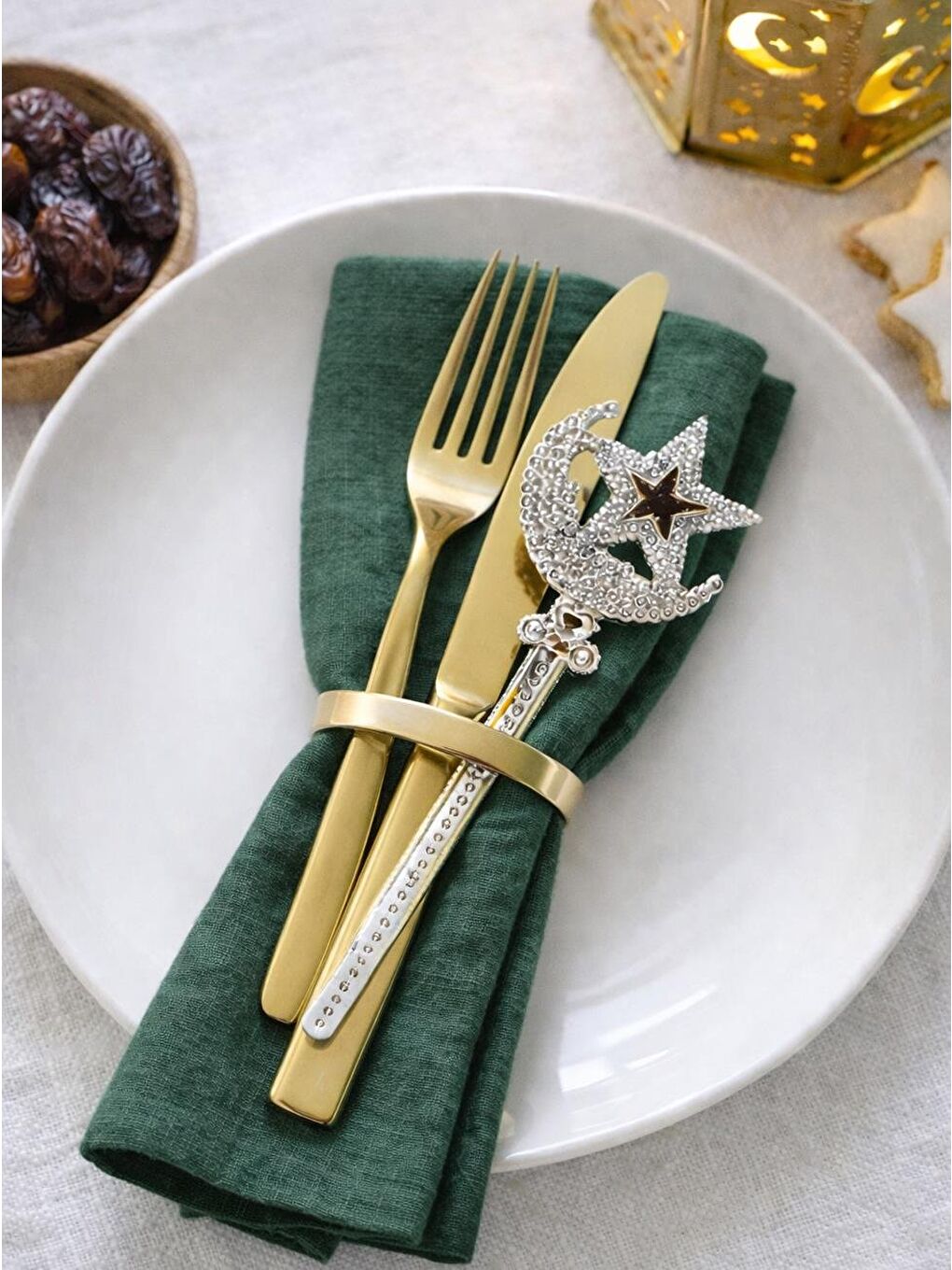 Gri Ramazan Temalı Ay Yıldız Dekoratif Palstik Çubuk – Gümüş 18 cm 6'lı