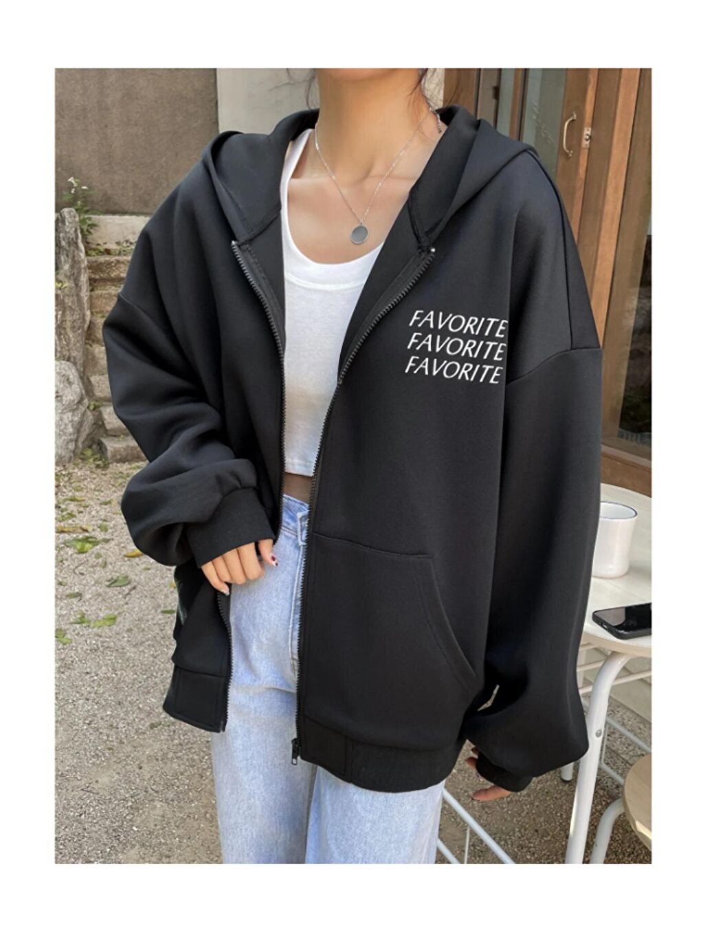 Kadın Siyah Scuba Dalgıç Kumaş Kapüşon Detay Fermuarlı Hırka