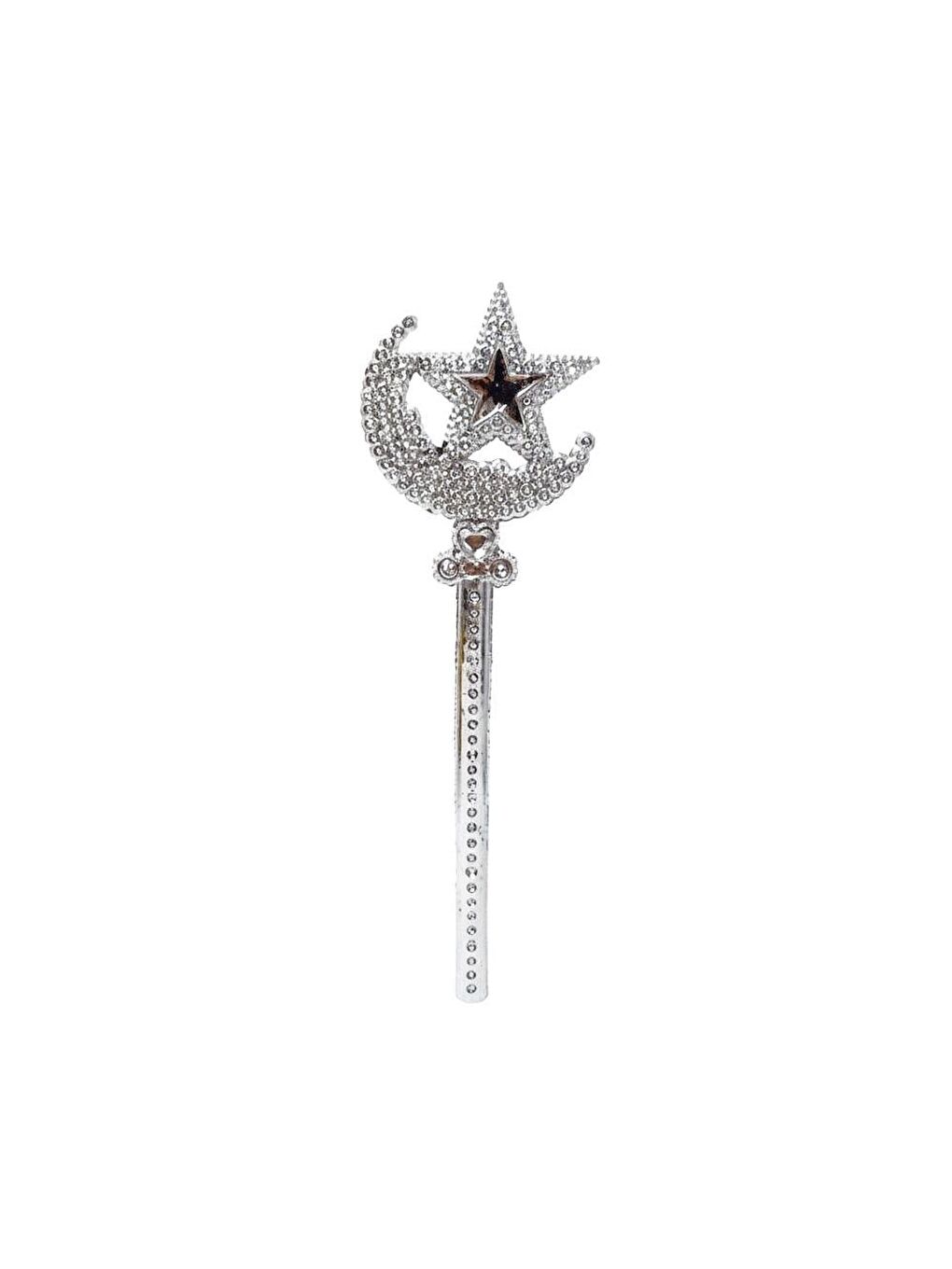 Gri Ramazan Temalı Ay Yıldız Dekoratif Palstik Çubuk – Gümüş 18 cm 6'lı-3