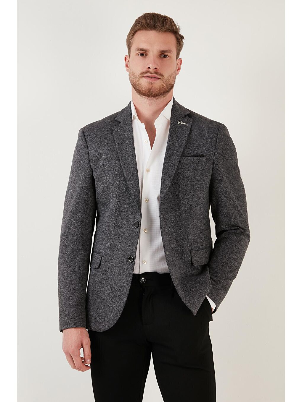 Siyah Slim Fit 6 Drop Çift Yırtmaçlı Blazer Erkek Ceket SAVUE-1