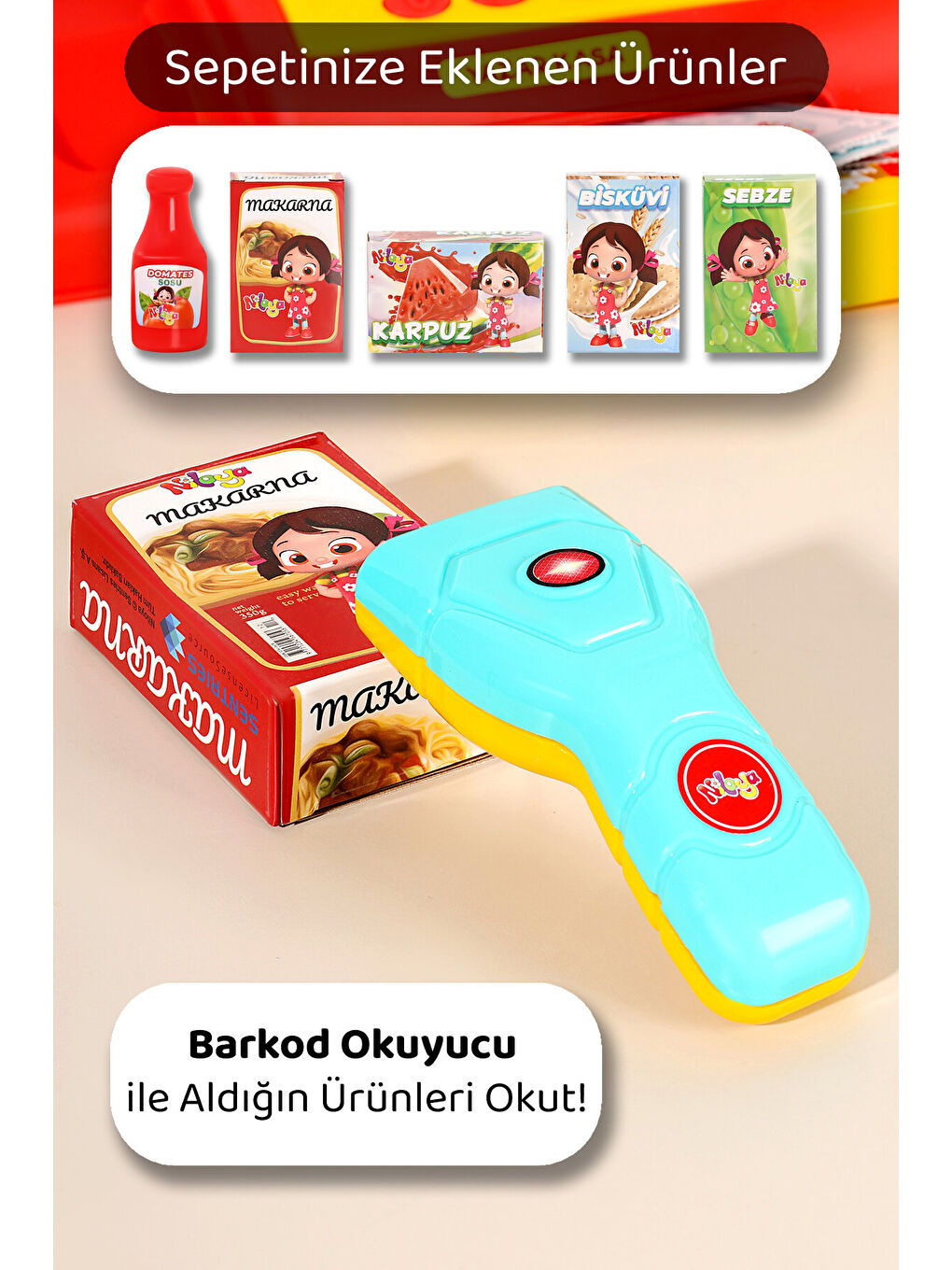 40 Parça Niloya Süpermarket Seti - Eğitici Öğretici Oyuncak Yazar Kasa Market Alışveriş Oyun Seti-2