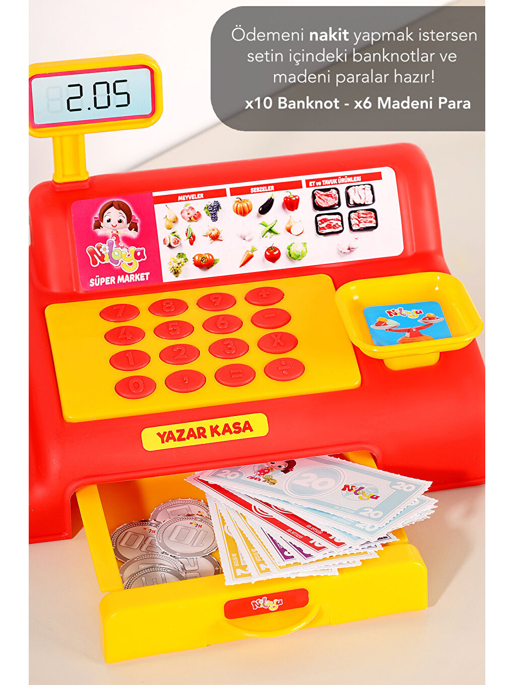40 Parça Niloya Süpermarket Seti - Eğitici Öğretici Oyuncak Yazar Kasa Market Alışveriş Oyun Seti-3