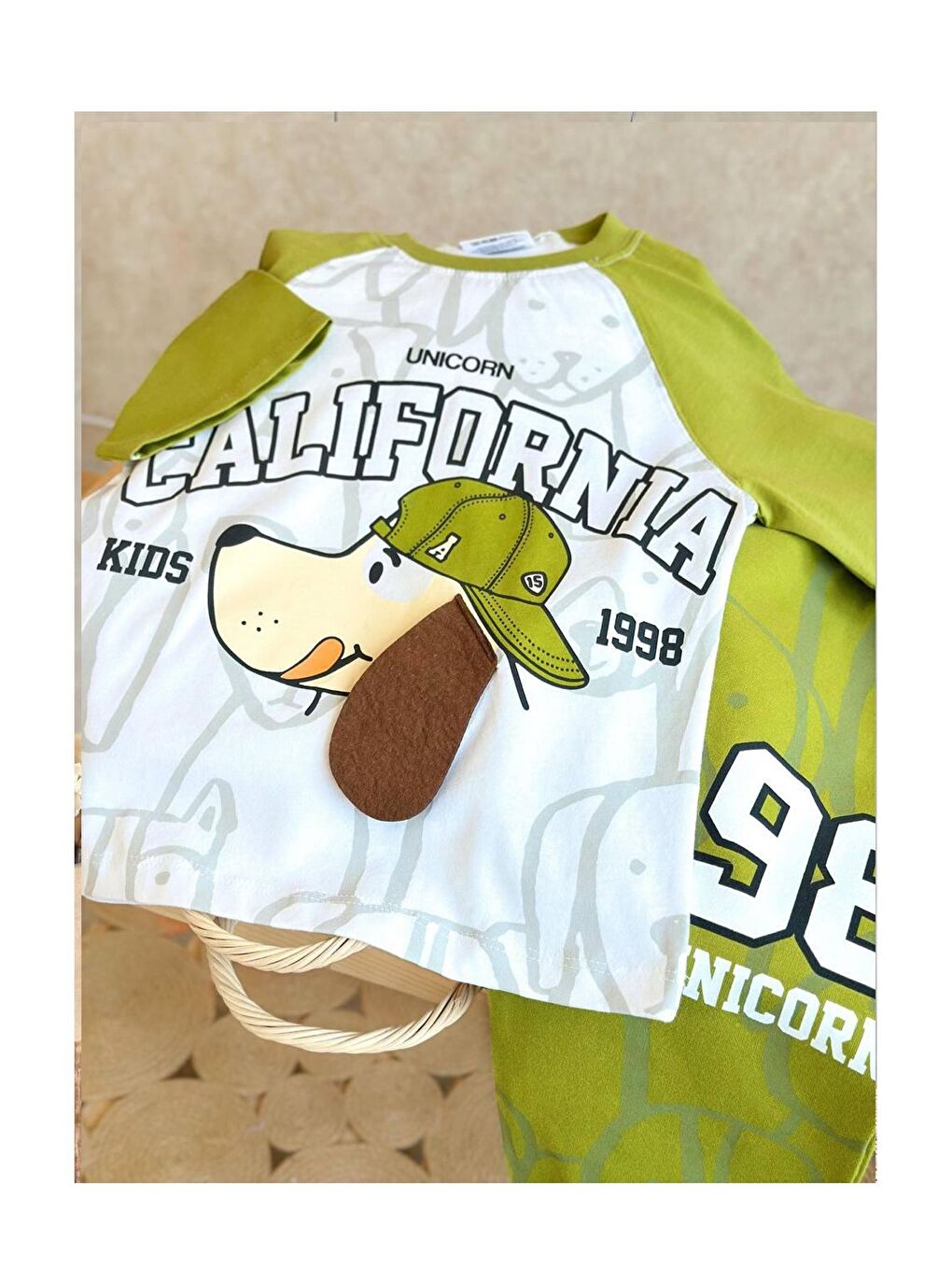 Haki Renkli Desenli Çocuk Alt Üst Takım-1