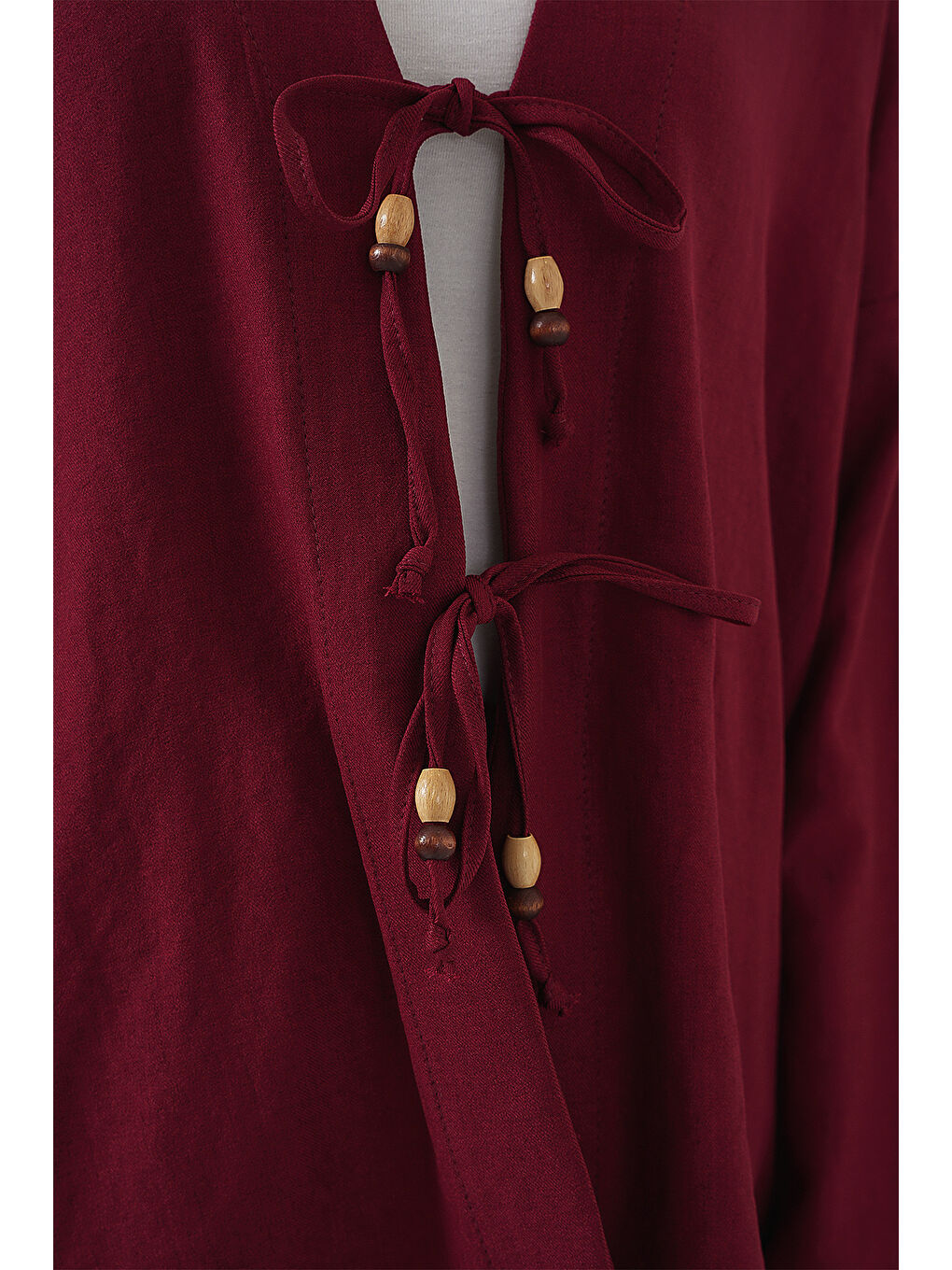 Kadın Keten Kimono İkili Takım 6727 - Bordo-4