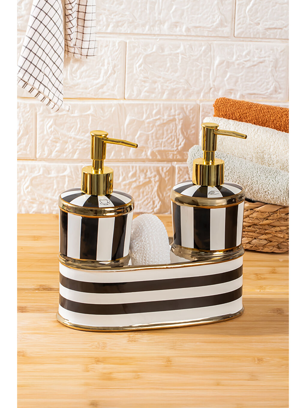 Siyah 16713 Maura Nero 2'li Porselen Sıvı Sabunluk Seti