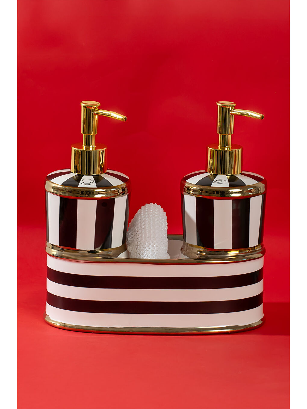 Siyah 16713 Maura Nero 2'li Porselen Sıvı Sabunluk Seti-2