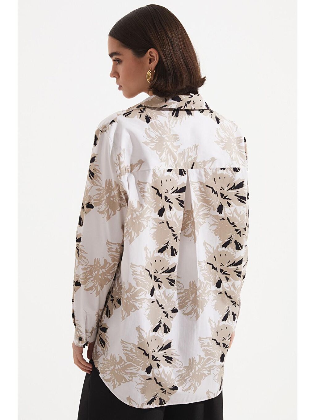 Bej Exclusive Desenli Pamuk Gömlek-3