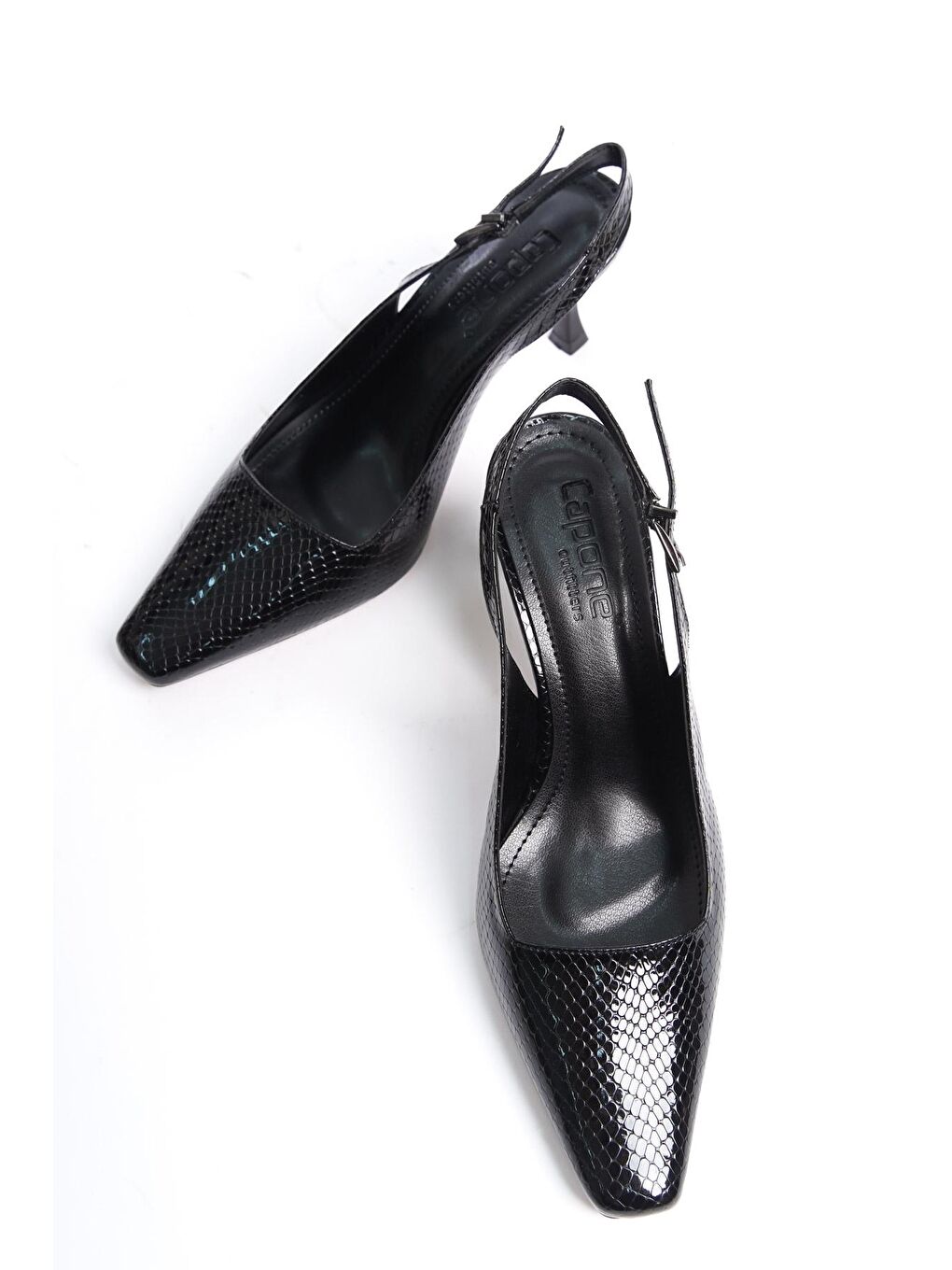 Siyah Arkası Açık Orta Topuklu Kadın Ayakkabı-4