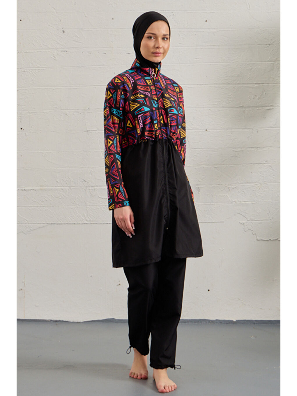 Paraşüt Tam Kapalı Tesettür Mayo 3024-286 Siyah02-2