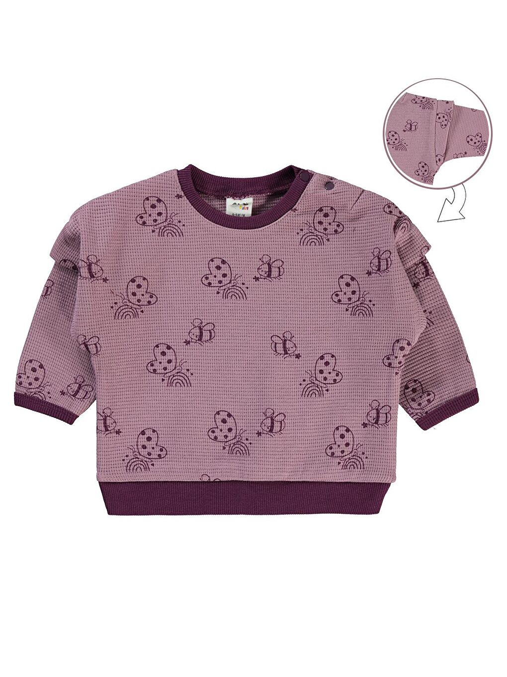 Civil Lila aby Kız Bebek Sweatshirt 6-18 Ay Leylak Lila