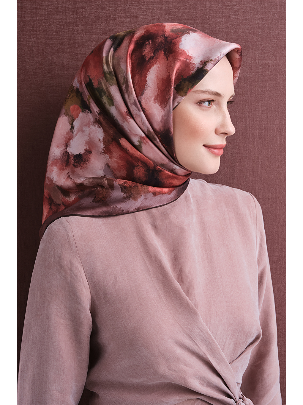 Pembe Saf İpek Twill Eşarp 9613d 33-1