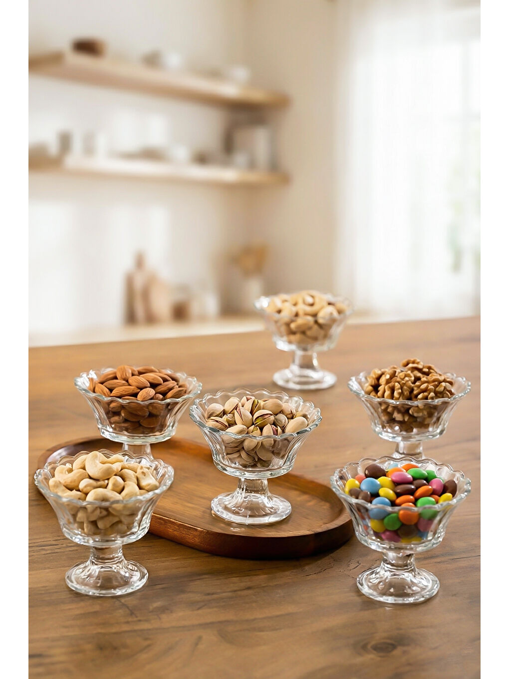 Renksiz RYG3005 Manolya Ayaklı Cam Kase Tatlı Ve Dondurma Lokumluk Şekerlik Çerez Kasesi 6,5x8,5Cm-1