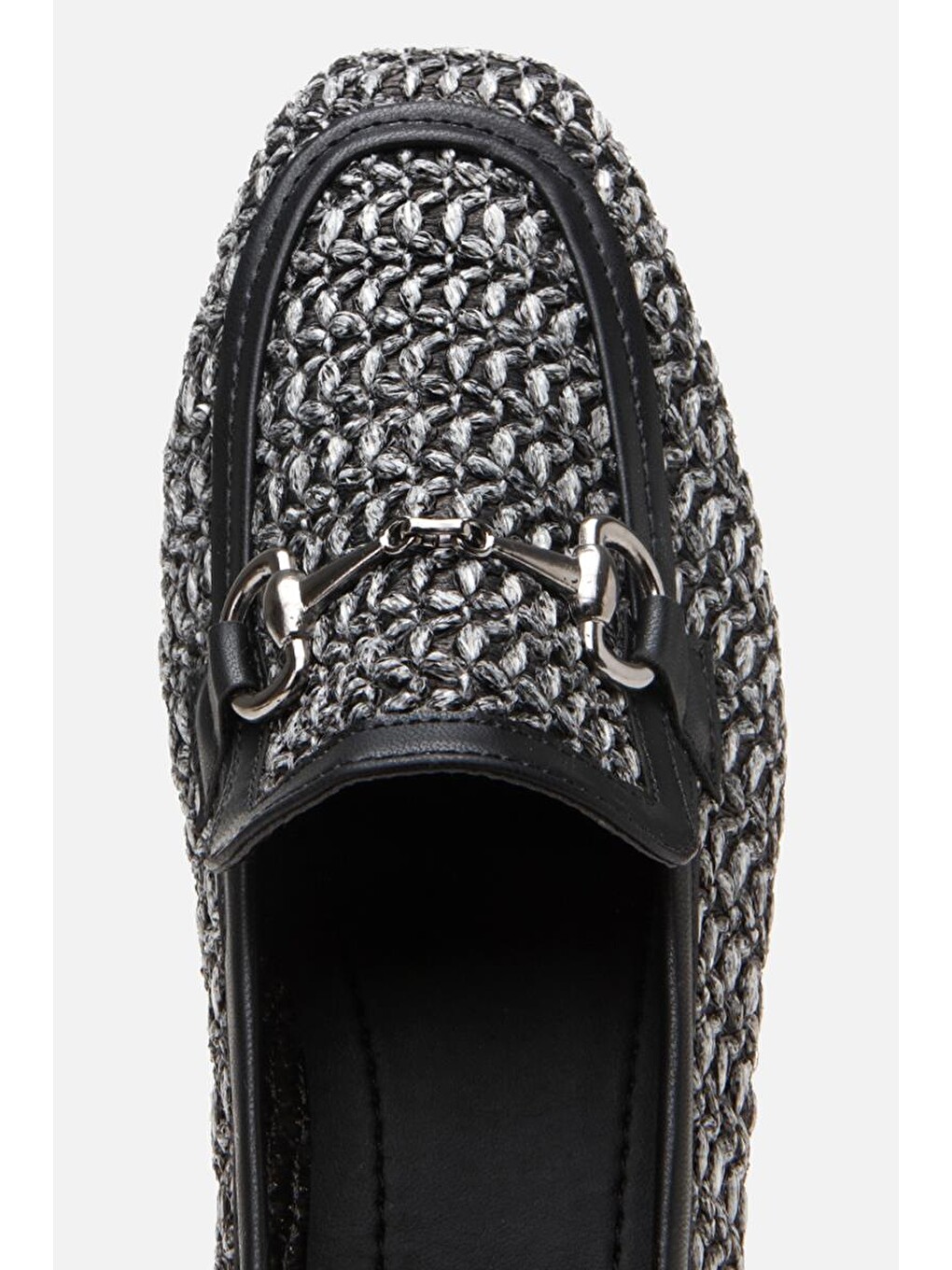 Kadın Siyah Hasır Detaylı Tokalı Loafer-4
